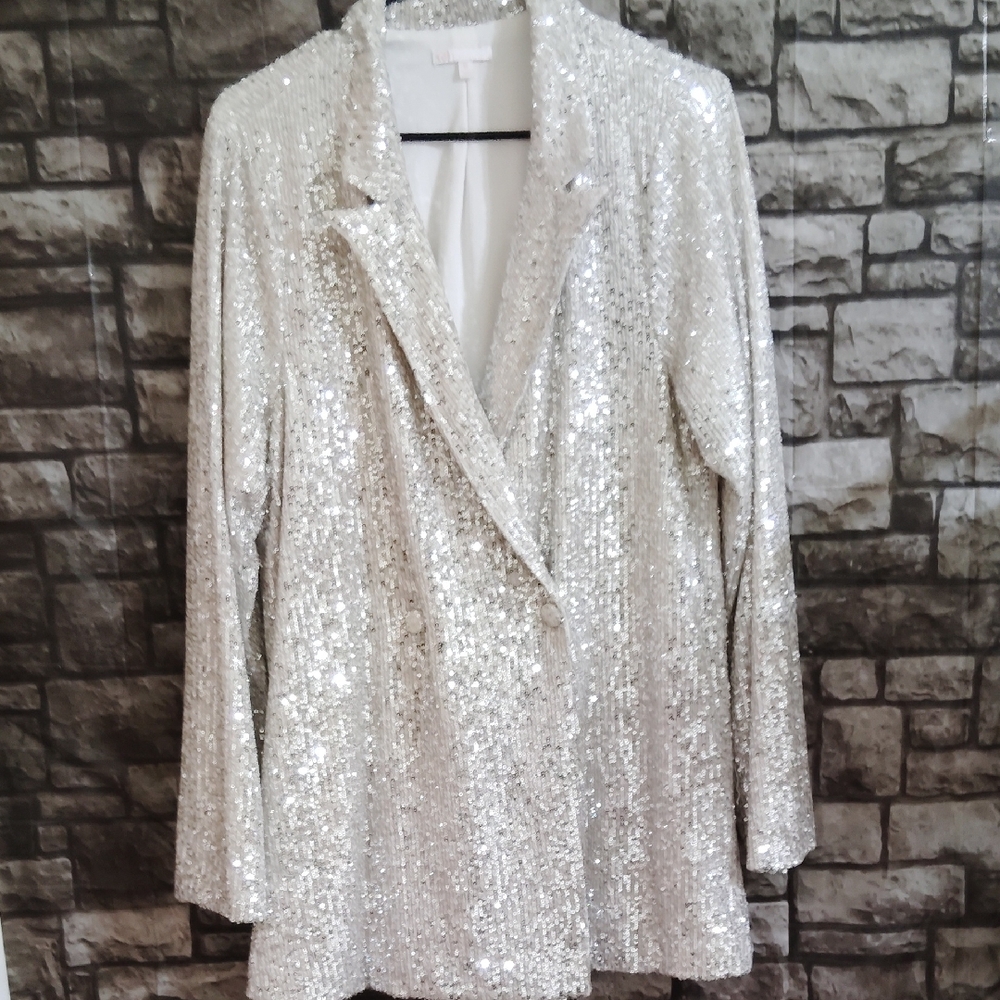 Sequin Blazer Jacket - Silver